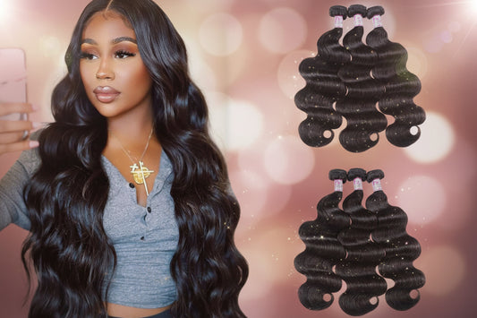 Human Hair Bundle Extensions Body Wave Natural Color