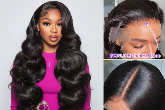 Front Human Hair Wigs Natural Color Body Wave Density