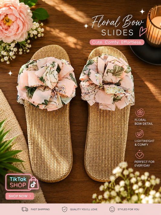 FLORAL BOW SLIDES