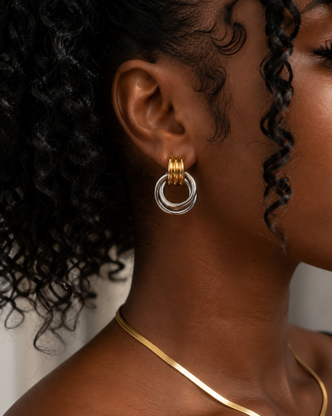 18k gold and silver earrings stainless steel