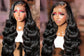 Front Human Hair Wigs Natural Color Body Wave Density