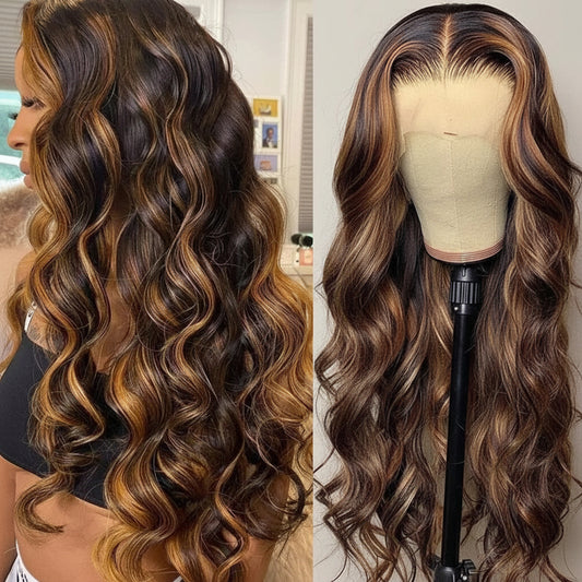 Highlight P427 Body Wave 13x4 Lace Front Wig Pre-Plucked 100% Human Hair Wig, Glueless Ready