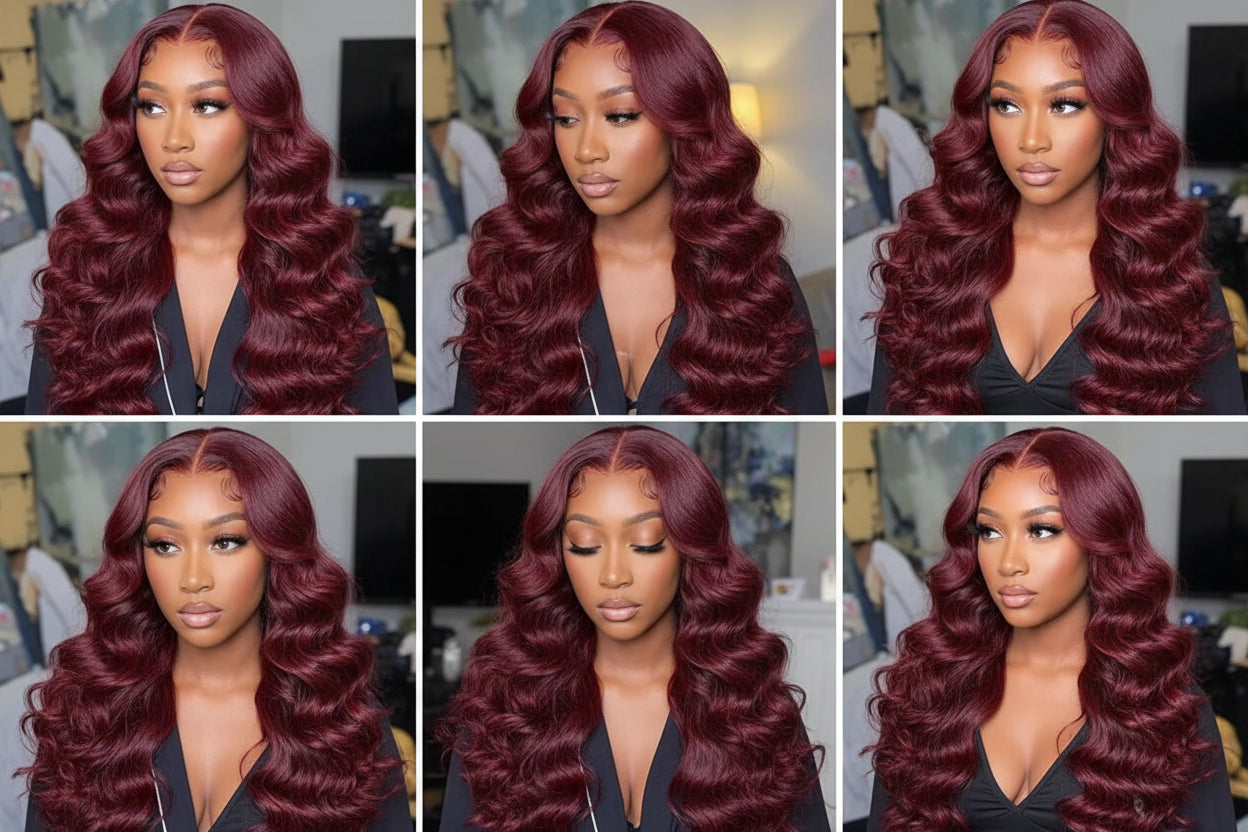 Wine Red Straight HD Lace Front Wig – 100% Brazilian Human Hair | Glueless | Pre-Plucked