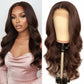 4x4 Lace Closure Human Hair Wig Chocolate Brown Body Wave 150% Density  Pre-Plucked Natural Hairline