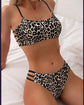 Leopard Print Contrast Color Push Up Tight Split Swimsuit