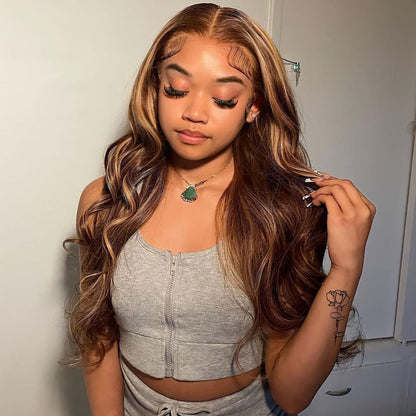 Highlight P427 Body Wave Wig – 4x4 Lace Closure | 100% Human Hair | Pre-Plucked