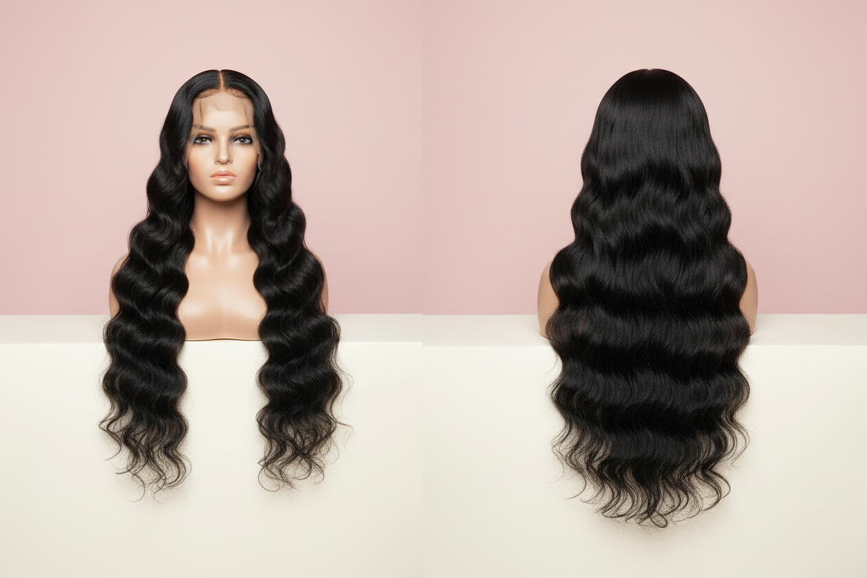 HD Lace Front Wig – 200% Density Virgin Remy Human Hair  Glueless .