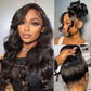 360 Lace Front Human Hair Wig, Body Wave Wig Natural Color, 150 Percent Density