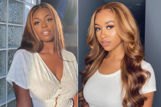 Highlight ,Body Wave 4x4 Lace Closure Wig 100% Human Hair Pre-Plucked.