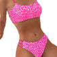 Leopard Print Contrast Color Push Up Tight Split Swimsuit