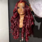 13x6 Human Hair Lace Wig, High-Definition Burgundy Lace Wig, Human Hair With Aligned Cuticle Layer, Indian Hair Wig