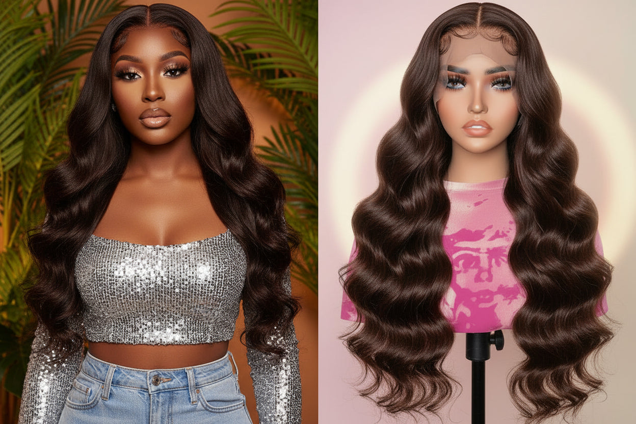 Brown Body 13 × 4 Lace Front - 💯 HUMAN Hair, Pre-Plucked , Natural Hairline