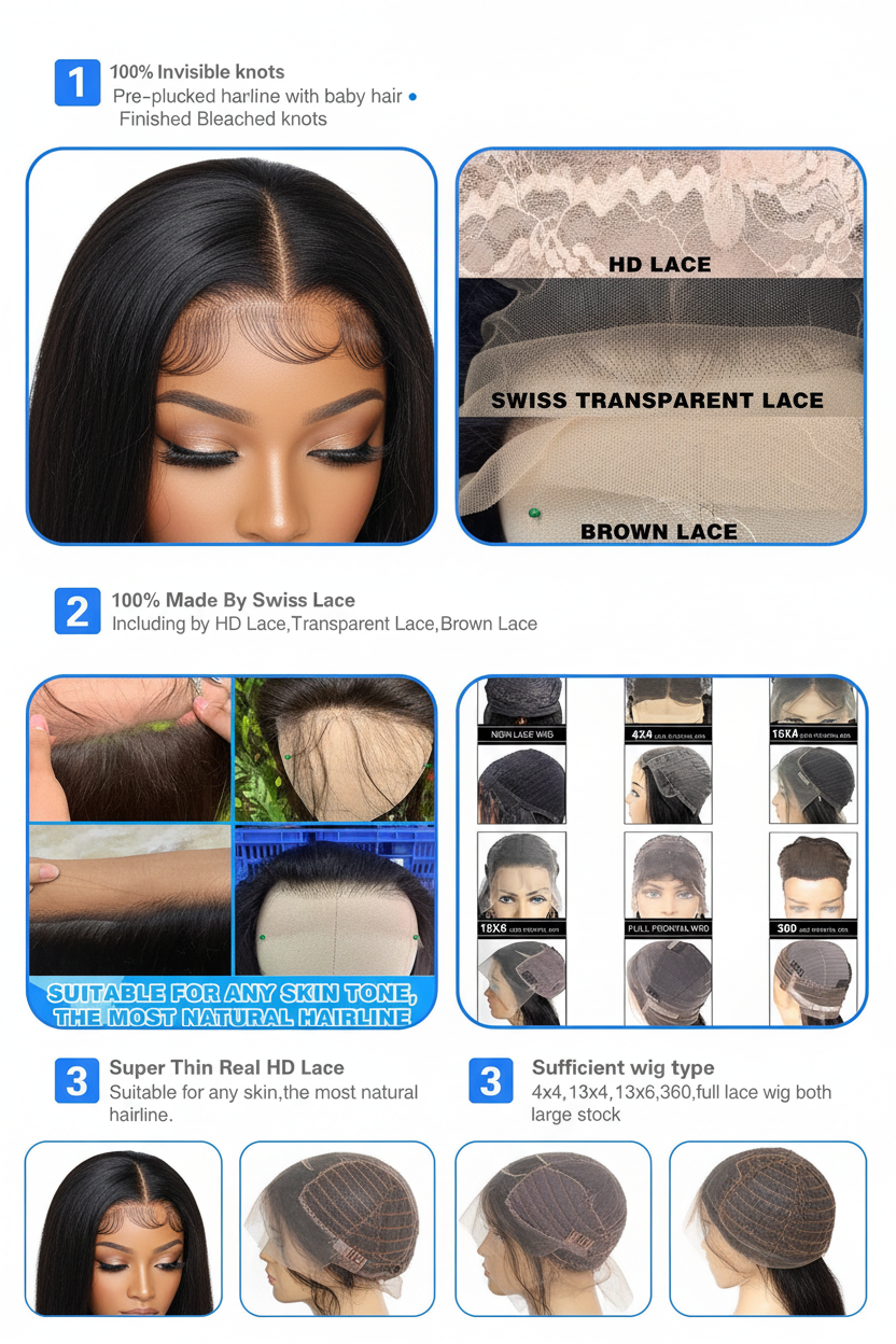 Luxury Angle Vietnamese Raw Virgin Hair Wig 6x4 Lace Front – HD Transparent Lace, Pre-Plucked Hairline, Full & Natural Look