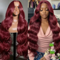 13x6 Human Hair Lace Wig, High-Definition Burgundy Lace Wig, Human Hair With Aligned Cuticle Layer, Indian Hair Wig