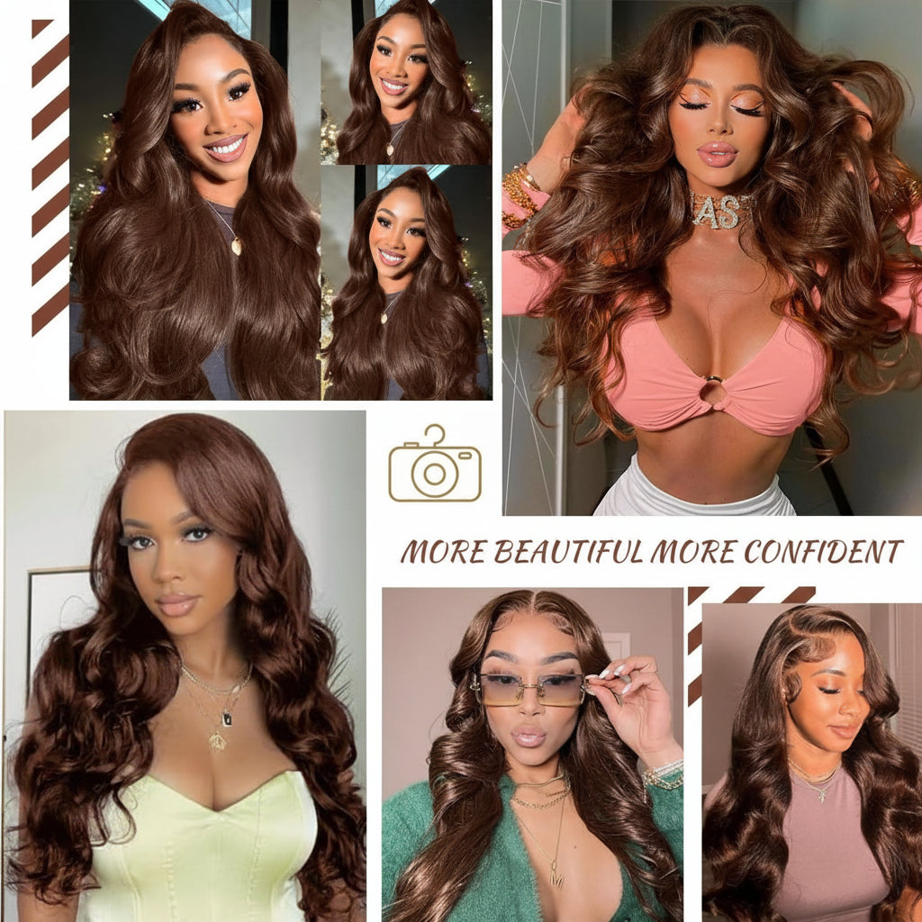 Brown Body 13 × 4 Lace Front - 💯 HUMAN Hair, Pre-Plucked , Natural Hairline