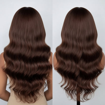 4x4 Lace Closure Human Hair Wig Chocolate Brown Body Wave 150% Density  Pre-Plucked Natural Hairline