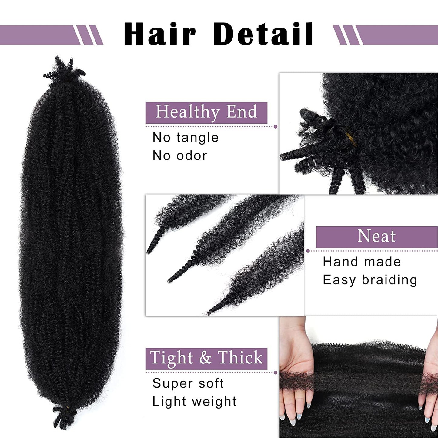 22” Soft Springy Afro Twist Hair – Pre-Separated & Pre-Fluffed | Crochet Hair for Passion Twists, Faux Locs & Natural Styles (1B)