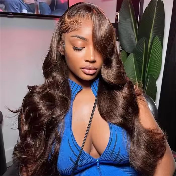 Wine Red HD Lace Front Wig – Vietnamese Straight Human Hair Glueless 150% Density  .