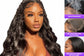 Front Human Hair Wigs Natural Color Body Wave Density