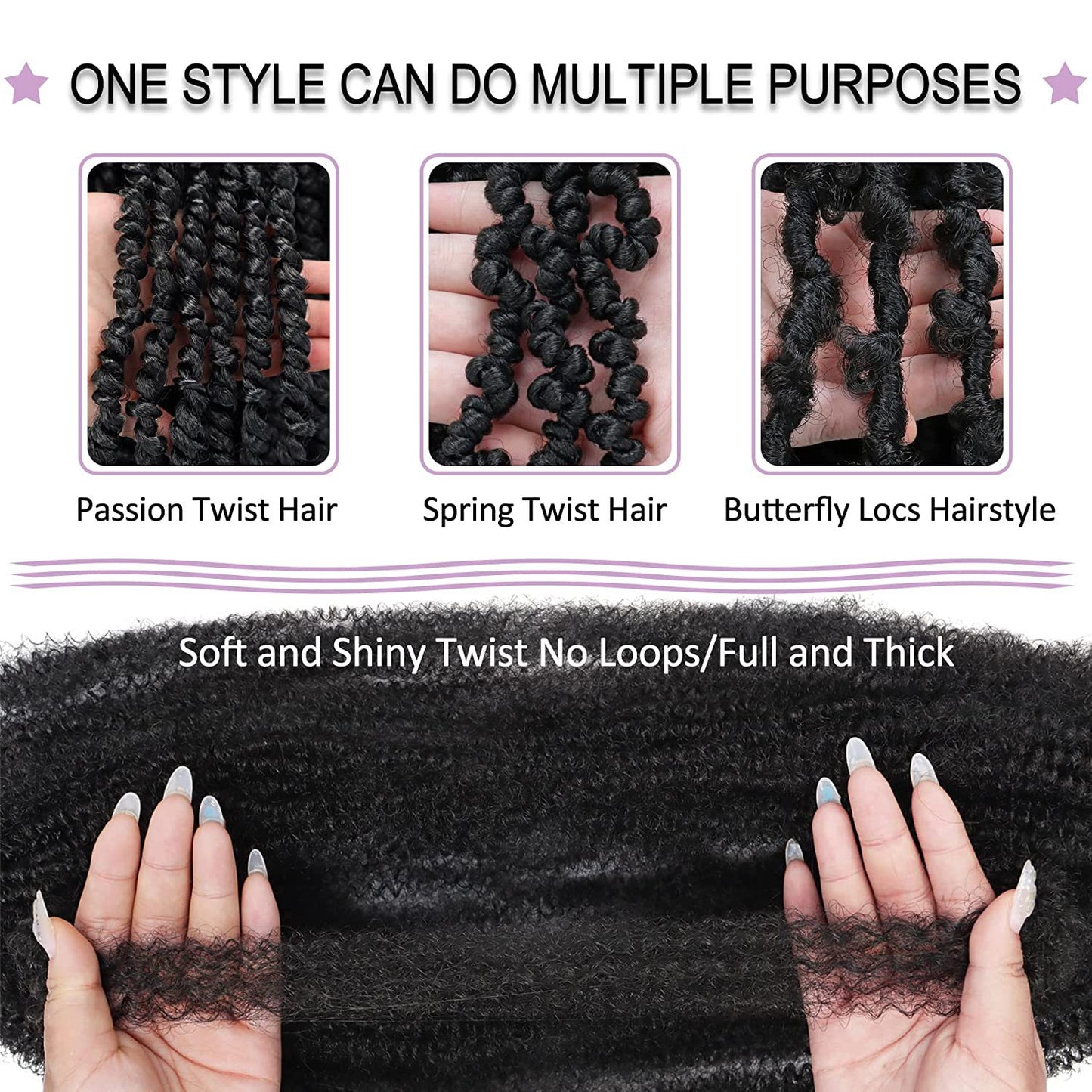 22” Soft Springy Afro Twist Hair – Pre-Separated & Pre-Fluffed | Crochet Hair for Passion Twists, Faux Locs & Natural Styles (1B)