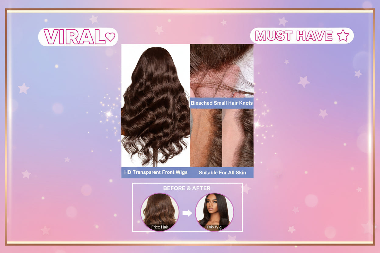 Brown Body 13 × 4 Lace Front - 💯 HUMAN Hair, Pre-Plucked , Natural Hairline