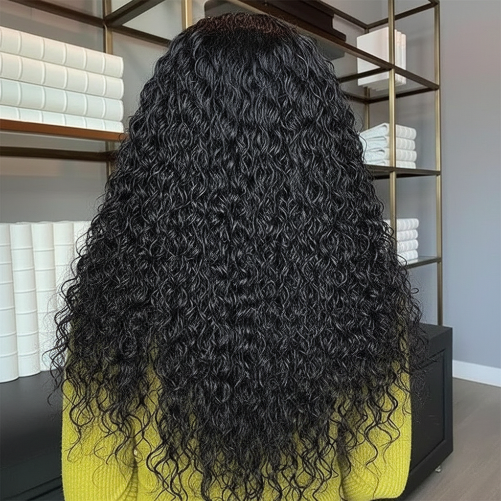 13x5 Lace Front,Water Wave,Middle Part,Natural Color,Human Hair Wig
