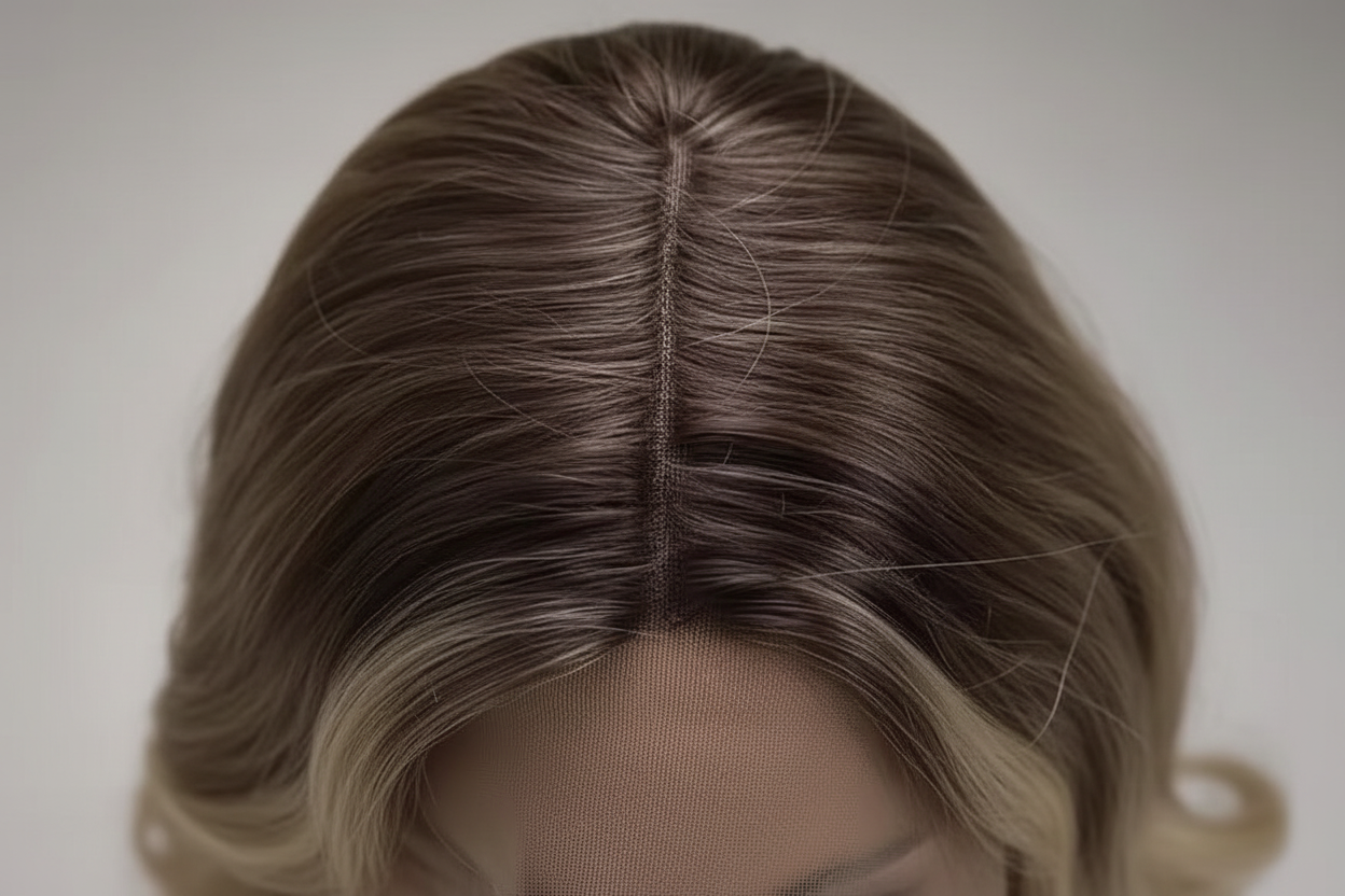 American Fashion T-Part Lace Wig – Gold Gradient Wavy Curly Hair | Natural Look .