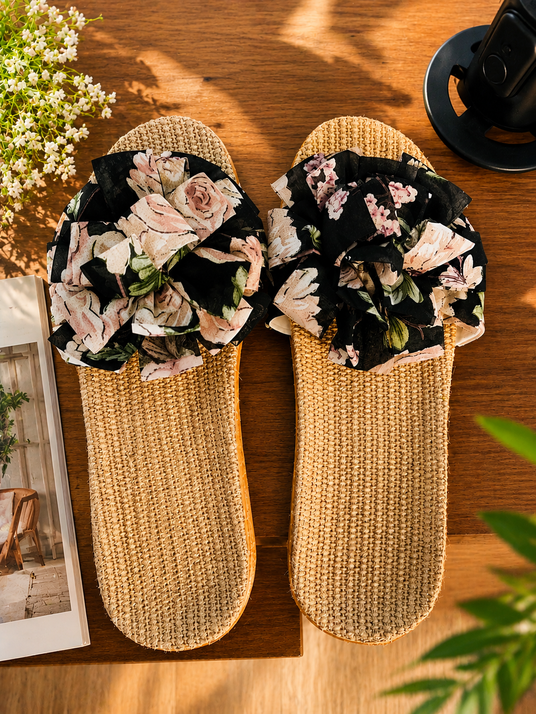 FLORAL BOW SLIDES